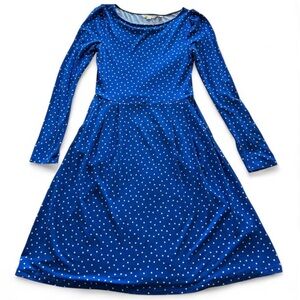 Boden Francesca Jersey Midi Dress in Royal Blue Polka Dot (US 4)
